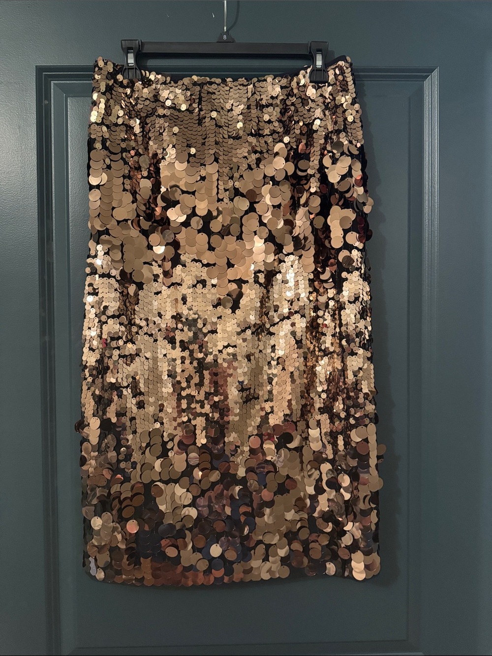 ANTONIO MELANI Gold Sequin Midi Skirt